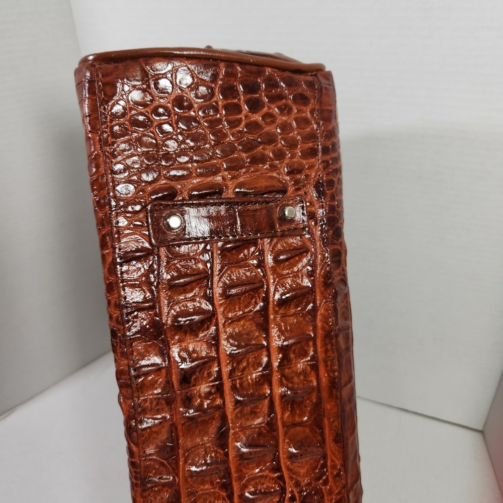 Veari hornback authentic crocodile leather xl tote bag purse carmel brown euc! - Picture 7 of 16